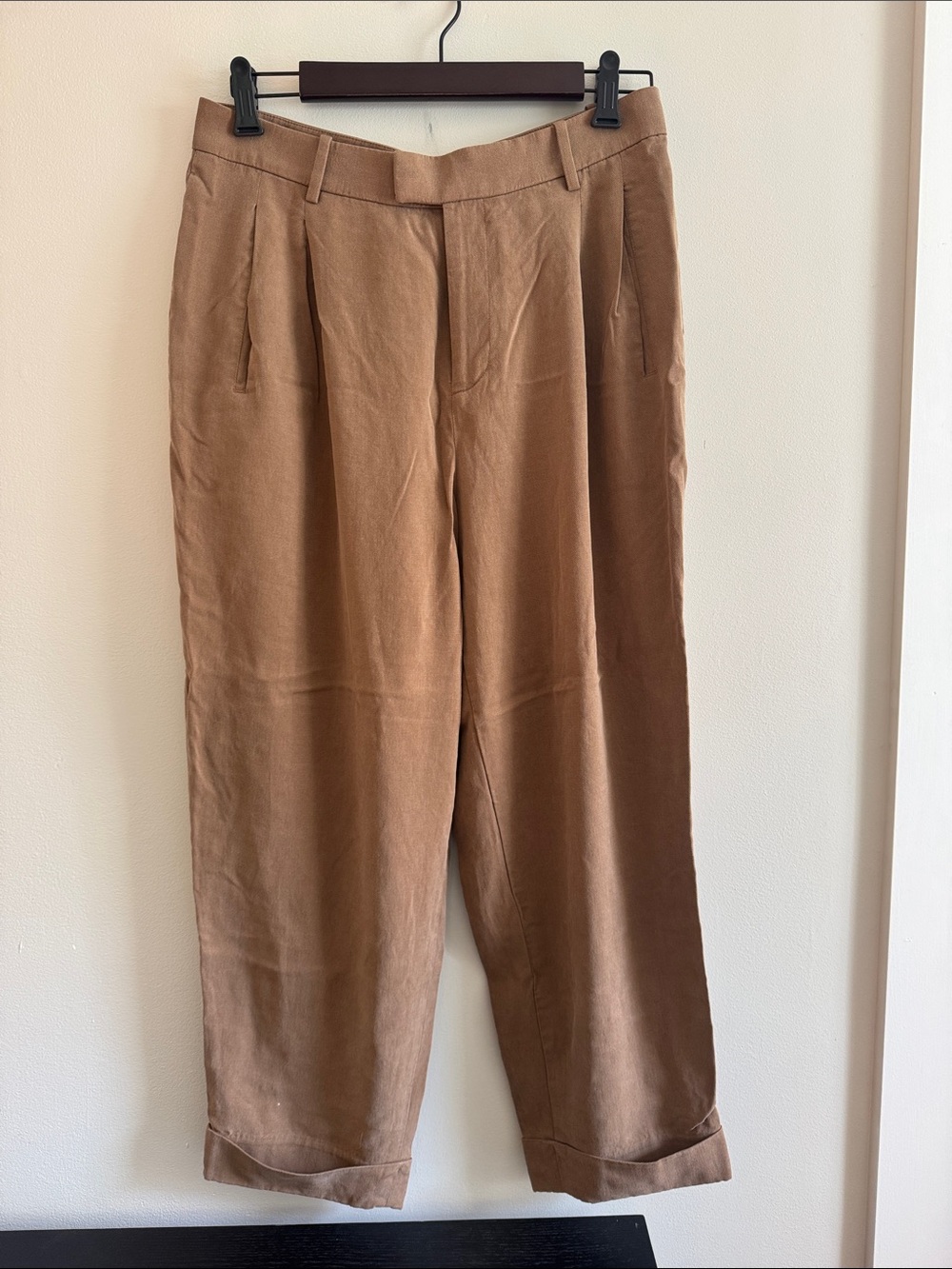 Everlane Brown Textured High-Rise Trousers